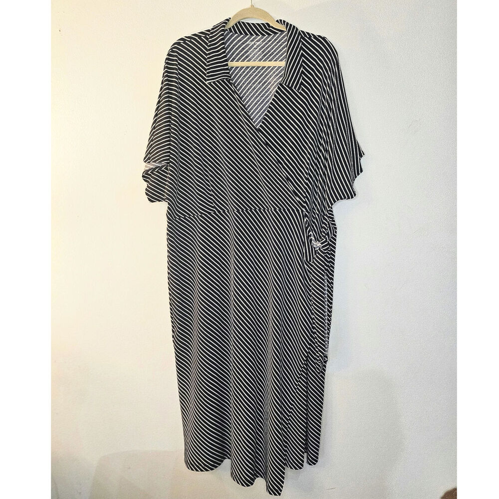 3X- Nine West- Striped Midi Wrap Dress